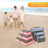 Packing Cubes Organizer Bags For Travel Accessories Packing Cube Compression 6 Set For Luggage Suitcase (Light Grey Pink)