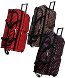 "E-Z Roll" 30" Fashionable Polka Dots Rolling Duffel Bag with 3 Colors (Red/Black Dots)