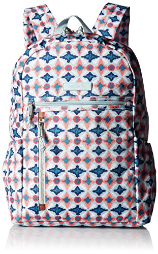 Vera Bradley Lighten Up Study Hall Backpack, Polyester, Water Geo