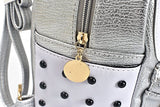 Girls Fashion Pu Leather Panda Book Bag Rivet Women Mini Casual Style Panda Backpack Silver