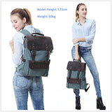 Vaschy Vintage Leather Backpack for Women and Men Canvas Ergonomic Rucksack Bookbag Daypack fits