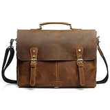 S-Zone Vintage Crazy Horse Leather Laptop Messenger Shoulder Bag Briefcase