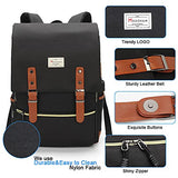 Modoker Vintage Laptop Backpack for Women Men,School College Backpack with USB Charging Port Fashion Backpack Fits 15 inch Notebook, Bookbag Black