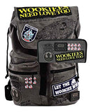 Loungefly Star Wars Wookie Patch 17.5 Height Backpack and Wallet Set (Dark Grey)