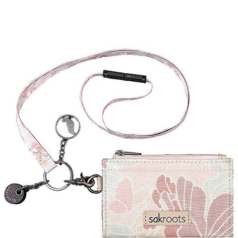 Sakroots Artist Circle ID Lanyard (Petal Pink Flower Blossoms)
