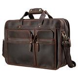 Polare Men'S 17" Full Grain Leather Messenger Bag For Laptop Briefcase Tote