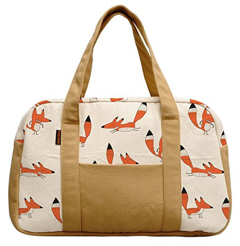 Vietsbay Women Funny Fox Pattern Canvas Travel Duffle Bags Was_19