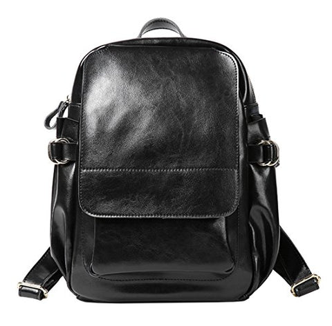 Saierlong Ladies Designer Womens Black Genuine Leather Daily Casual Backpack