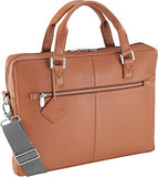 Bugatti Manhattan Leather Slim 15.6" Laptop Briefcase with Tablet Pocket Cognac
