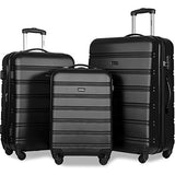 Merax Travelhouse Luggage Set 3 Piece Expandable Lightweight Spinner Suitcase (Black2019)