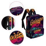 LORVIES American Muscle Car in Retro Neon Style Painting School Bag for Student Bookbag Women Travel Backpack Casual Daypack Travel Hiking Camping