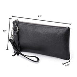 BOBILIKE Women's RFID Blocking Leather Wallets Credit Card Cash Holder Clutch Wristlet, Rose Red