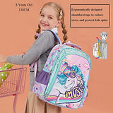 Unicorn Backpack for Girls, Kid 16 Inch Water Resistant Preschool Primary Kindergarten Elementary School Bookbag With Water Bottle Pocket and Chest Strap Large Capacity - Purple