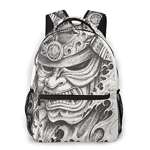 Multi leisure backpack,Samurai Warrior Tattoo Design Hand Pencil Dra, travel sports School bag for adult youth College Students