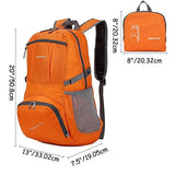 ORICSSON Men and Women Foldable Outdoor Tear and Water Resistant Backpack Daypack,Orange 35L