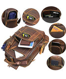 Lannsyne Men's Vintage Full Grain Leather 15.6 Inch Laptop Backpack Camping Travel 24L Rucksack