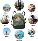 Drawstring Bag for Men Women Bass Fish Fishing Draw Backpack Beam Sackpack with Shoe Compartment Boys Girls Cinch Bags for Fishing Lovers Outdoor Hiking Beach Travel School Swimming Shopping Fitness