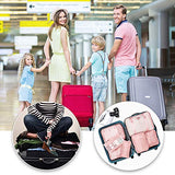 Packing Cubes 7 Set Lightweight Travel Luggage Organizers with Laundry Bag or Toiletry Bag (PINK)