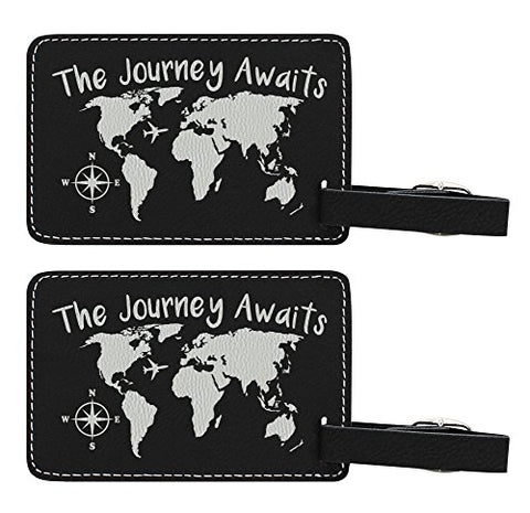The Journey Awaits Globe Luggage Tag Travel Gifts For Women Travelers Gift World Traveler 2-Pack
