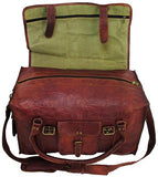 Vintage Crafts 21" Mens Retro Style Carry On Luggage Flap Duffel Leather Duffel Bag