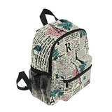 Toddler Backpack Retro Newspaper Pattern Mini Preschool Bag for Unisex Kids