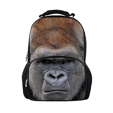 Bigcardesigns Men Backpack Gorilla Printed School Bag for Boys Rucksack Knapsack