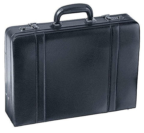 Mancini BUSINESS Expandable Attache Case, Leather Briefcase in Black