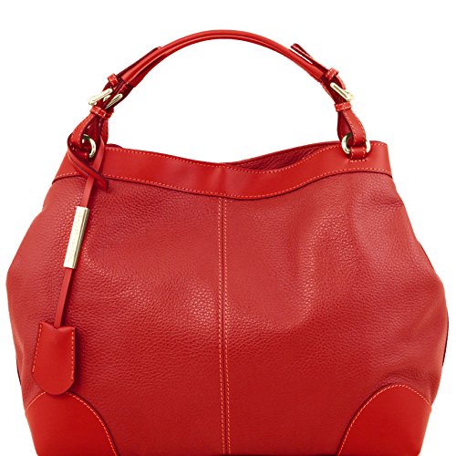Tuscany Leather Ambrosia Soft Leather Bag With Shoulder Strap Red Leather Handbags