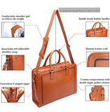 Banuce Womens Full Grains Leather Briefcase Messenger Satchel Bag 14 Laptop Case