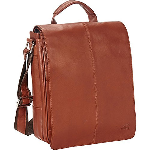 Mancini Leather Goods Colombian Messenger Style Tablet Bag (Cognac)