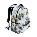 GIOVANIOR Cartoon Monster Trucks Backpack School Bag Bookbag Hiking Travel Rucksack
