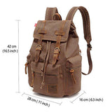 Canvas Backpack, P.Ku.Vdsl-Augur Series Vintage Canvas Leather Backpack Hiking Daypacks Computers