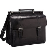 Mancini Leather Goods Luxurious Italian Leather Laptop Briefcase (Black)