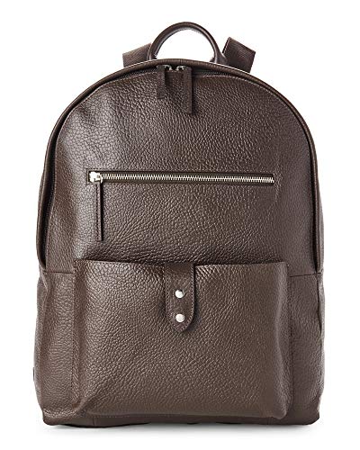 Cole Haan Saunders Java Brown Leather Zip Top Backpack