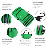 Bagail Men & Women Waterproof Flat Toiletry Kit, Portable and Spacious Travel Cosmetic Organizer Bag for Travel Accessories,Personal Items, Makeup and Shaving Green