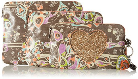 Sakroots Artist Circle 3pc Cosmetic Set, Slate Songbird