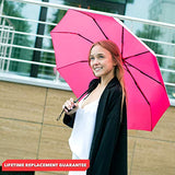 Repel Windproof Travel Umbrella with Teflon Coating (Pink)