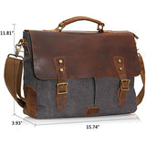 WOWBOX 15.6 Inch Messenger Bag for Mens Vintage Canvas Leather Laptop Messenger Bags Men Business