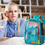 Clear Backpack, Heavy Duty Transparent Bookbag - Oil Blue