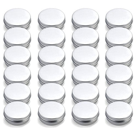 Tosnail 24 Pack 2 oz. Aluminum Round Lip Balm Tin Containers with Screw Thread Lid - Great for Spices, Candies, Tea or Gift Giving
