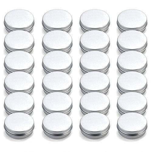Tosnail 24 Pack 2 oz. Aluminum Round Lip Balm Tin Containers with Screw Thread Lid - Great for Spices, Candies, Tea or Gift Giving