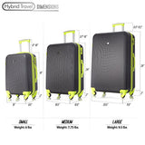 3 Pc Luggage Set Durable Lightweight Hard Case Pinner Suitecase-Lug3-Ly71Val-Black/Yell