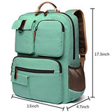 School Backpack Vintage Canvas Laptop Backpacks Men Women Rucksack Bookbags, Mint Green