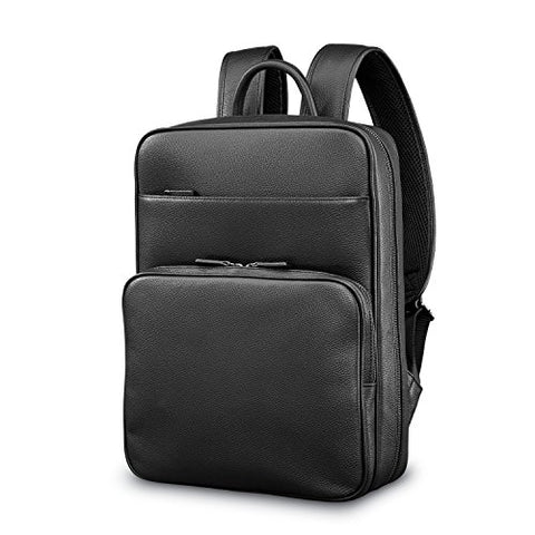 Samsonite Mens Leather Classic Slim Backpack Black