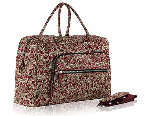 Aletha Large Quilted Cotton Duffle Lightweight Travel Weekender Bag by Mia K.