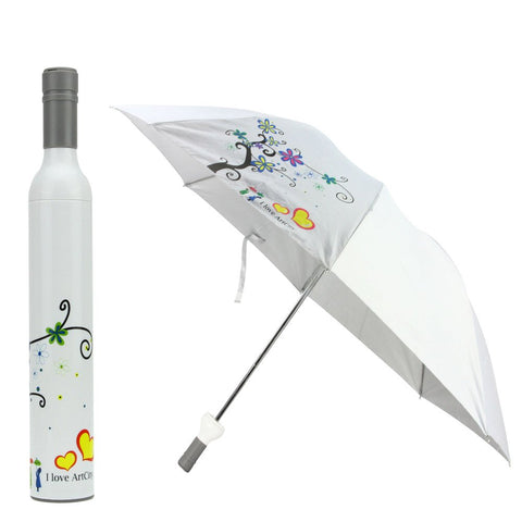 FakeFace Novelty Womens Mens Wine Vase Shaped Bottle Three Folding Umbrella Anti-UV Sun Shade Rain Compact Collapsible Portable Travel Umbrella