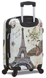 Dejuno 3-Piece Printed Lightweight Hardside Spinner Upright Hard Case Luggage Set - Paris Stamp