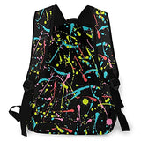 Multi leisure backpack,Neon Splatter Pattern, travel sports School bag for adult youth College Students