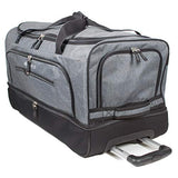Dejuno 28" Lightweight Denim Drop Bottom Rolling Duffel Bag-Grey, One Size