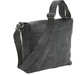 David King & Co. Vertical Simple Distressed Leather Messenger Bag, Grey, One Size